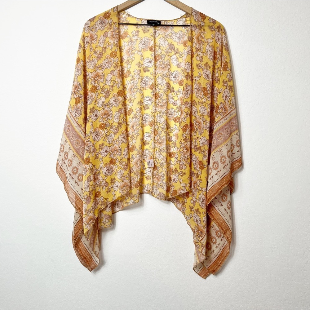 Boho Floral Kimono Blouse in Yellow